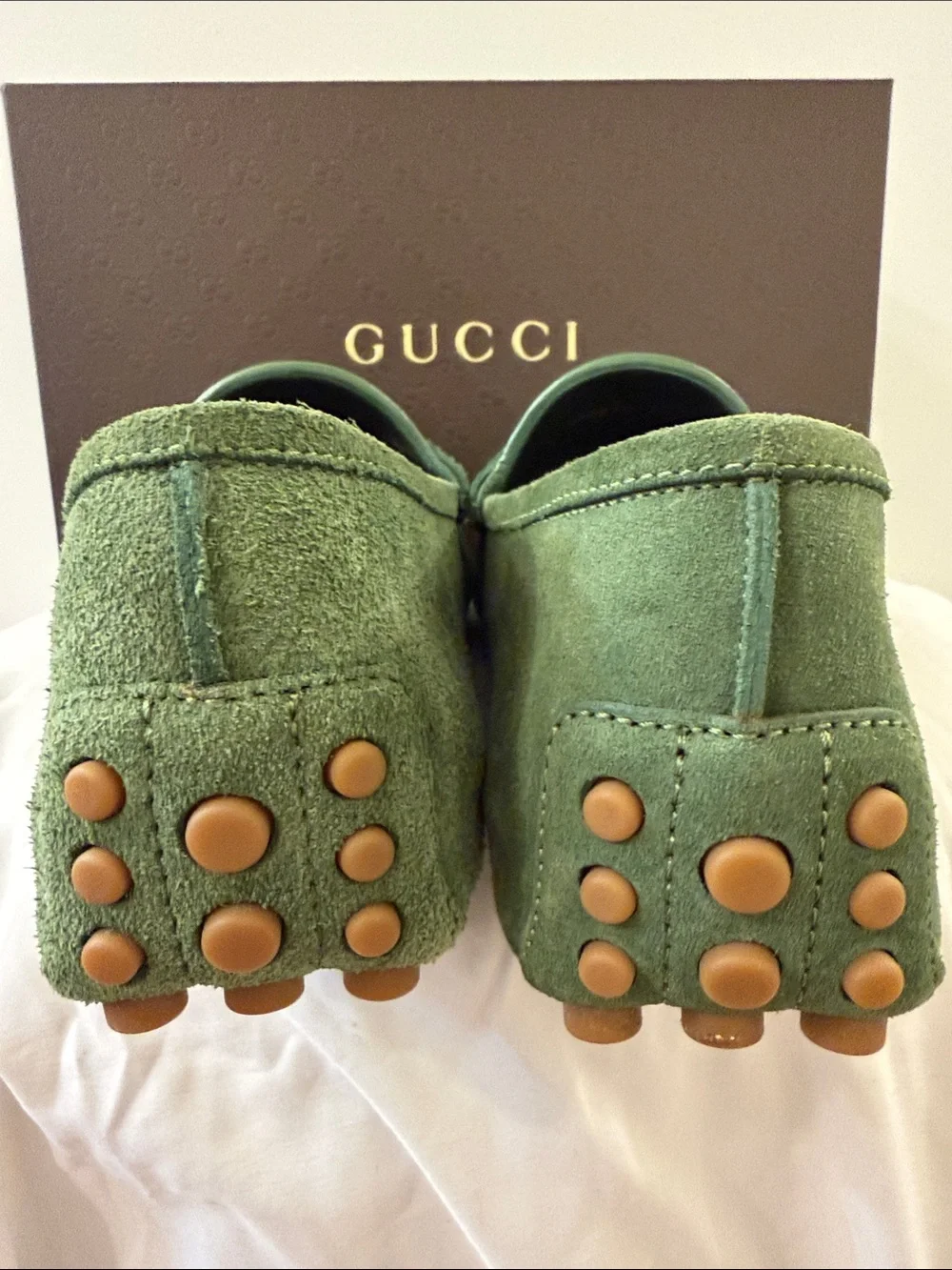 Gucci Green Suede Horsebit Loafers for Men